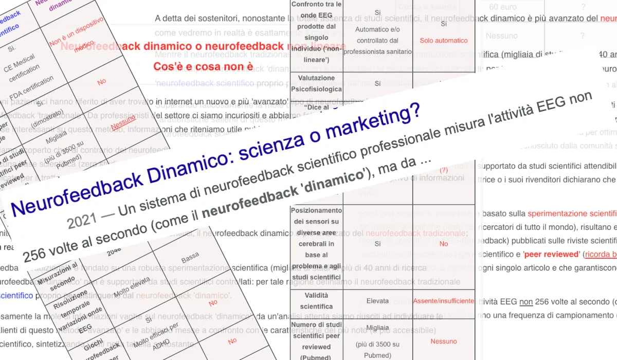 NEUROFEEDBACK DINAMICO, SCIENZA O MARKETING?